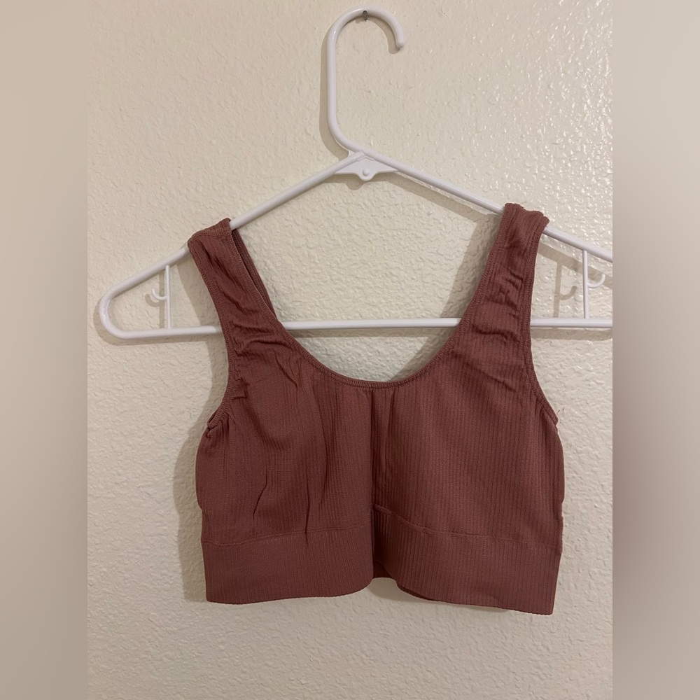 SKIMS ribbed stretch bralette in dusty rose color